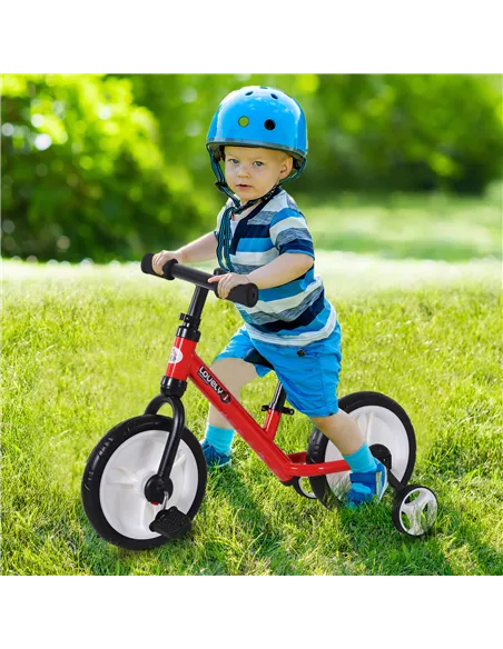 HOMCOM 11 Inch Kids Balance Bike Training Pedal Bicycle W/ Removable Stabilizers EVA Tyres Adjustable Seat Height 2 to 5 Years G
