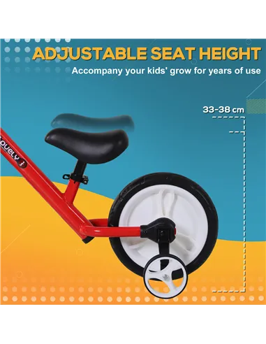 HOMCOM 11 Inch Kids Balance Bike Training Pedal Bicycle W/ Removable Stabilizers EVA Tyres Adjustable Seat Height 2 to 5 Years G