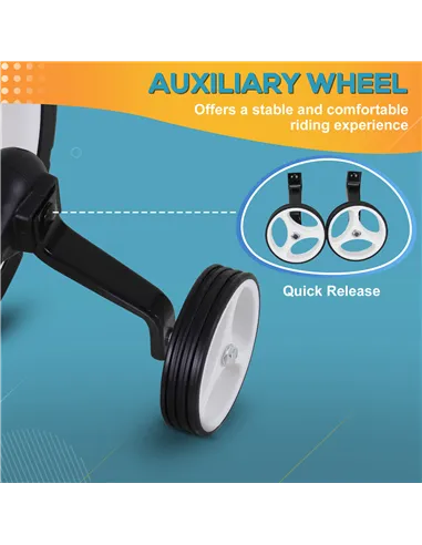 HOMCOM 11 Inch Kids Balance Bike Training Pedal Bicycle W/ Removable Stabilizers EVA Tyres Adjustable Seat Height 2 to 5 Years G