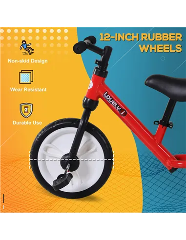 HOMCOM 11 Inch Kids Balance Bike Training Pedal Bicycle W/ Removable Stabilizers EVA Tyres Adjustable Seat Height 2 to 5 Years G