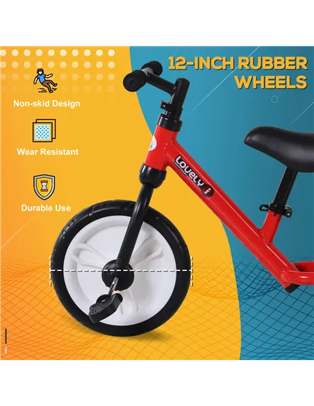 HOMCOM 11 Inch Kids Balance Bike Training Pedal Bicycle W/ Removable Stabilizers EVA Tyres Adjustable Seat Height 2 to 5 Years G