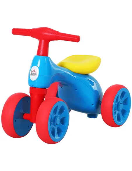 HOMCOM Baby Balance Bike Toddler Training Walker Smooth Rubber Wheels Ride on Toy Storage Bin Gift for Boys Girls Blue Red