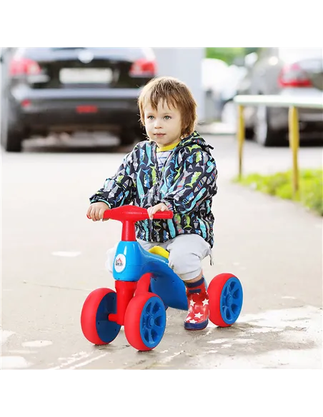 HOMCOM Baby Balance Bike Toddler Training Walker Smooth Rubber Wheels Ride on Toy Storage Bin Gift for Boys Girls Blue Red