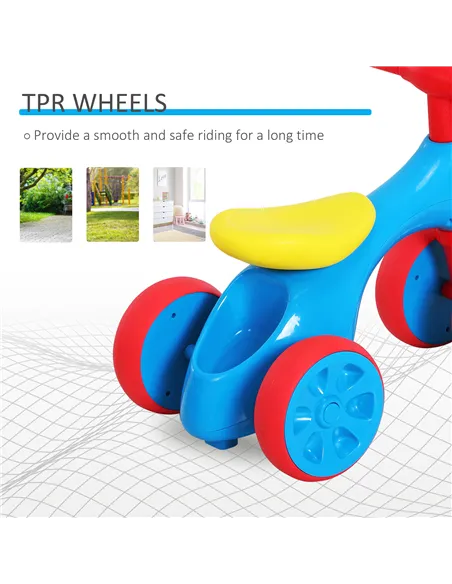 HOMCOM Baby Balance Bike Toddler Training Walker Smooth Rubber Wheels Ride on Toy Storage Bin Gift for Boys Girls Blue Red