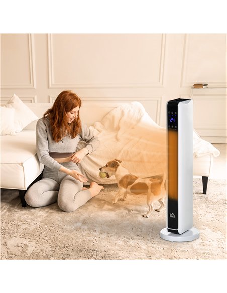 HOMCOM 1100W/2200W Space Heater with 65° Oscillation & 8-Hour Timer and Overheat & Tip Over Protection, Room Heater with 2 Heat 