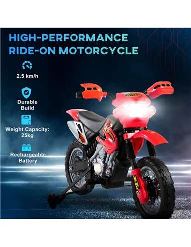 HOMCOM 6V Kids Child Electric Motorbike Ride on Motorcycle Scooter Children Toy Gift for 3-6 Years (Red)