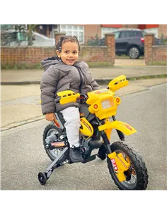 HOMCOM Electric Motorcycle for Kids Ride on Toys-Yellow 2