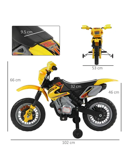 HOMCOM Electric Motorcycle for Kids Ride on Toys-Yellow
