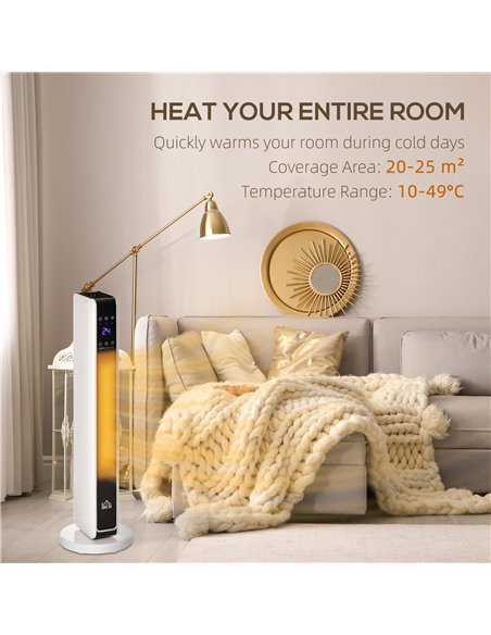 HOMCOM 1100W/2200W Space Heater with 65° Oscillation & 8-Hour Timer and Overheat & Tip Over Protection, Room Heater with 2 Heat 