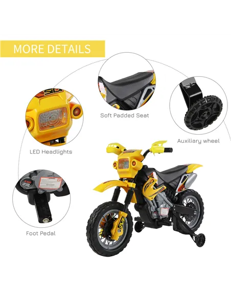 HOMCOM Electric Motorcycle for Kids Ride on Toys-Yellow