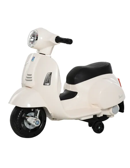 HOMCOM Vespa Licensed 6V Kids Electric Motorbike Ride On Motorcycle  Battery Powered for 18-36 Months with Horn Headlight White