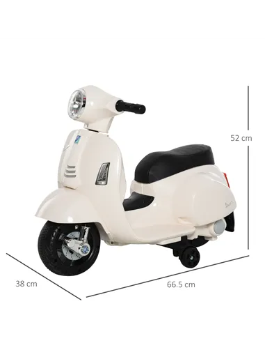 HOMCOM Vespa Licensed 6V Kids Electric Motorbike Ride On Motorcycle  Battery Powered for 18-36 Months with Horn Headlight White