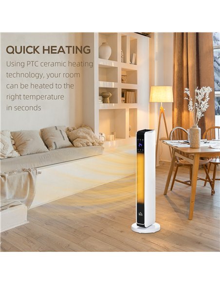 HOMCOM 1100W/2200W Space Heater with 65° Oscillation & 8-Hour Timer and Overheat & Tip Over Protection, Room Heater with 2 Heat 