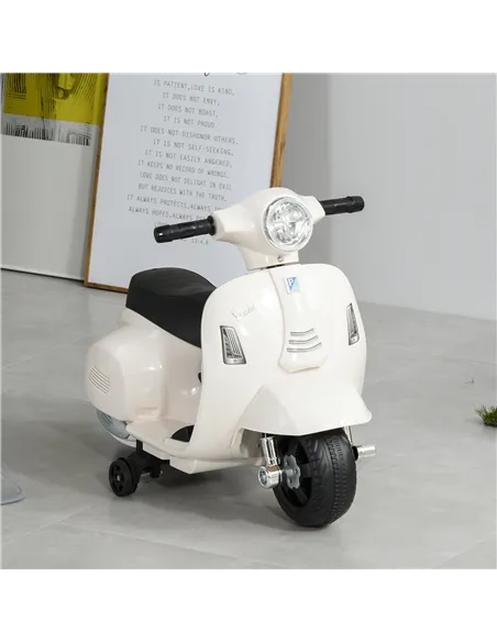 HOMCOM Vespa Licensed 6V Kids Electric Motorbike Ride On Motorcycle  Battery Powered for 18-36 Months with Horn Headlight White