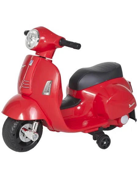 HOMCOM Vespa Licensed 6V Kids Electric Motorbike Ride On Motorcycle  Battery Powered for 18-36 Months with Horn Headlight Red