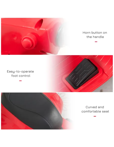 HOMCOM Vespa Licensed 6V Kids Electric Motorbike Ride On Motorcycle  Battery Powered for 18-36 Months with Horn Headlight Red