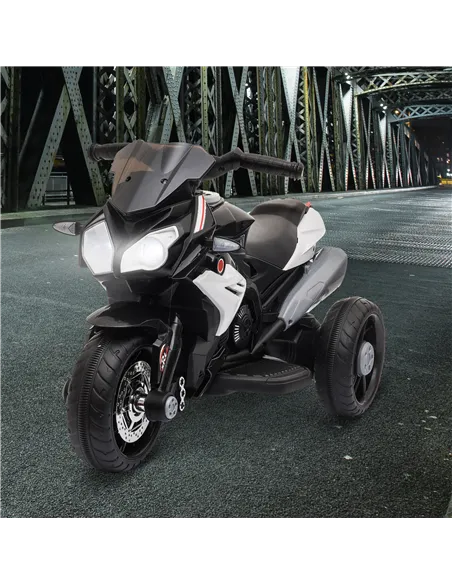 HOMCOM Kids Electric Motorcycle Ride-On Toy, with Three Wheels, Music, Horn, Lights