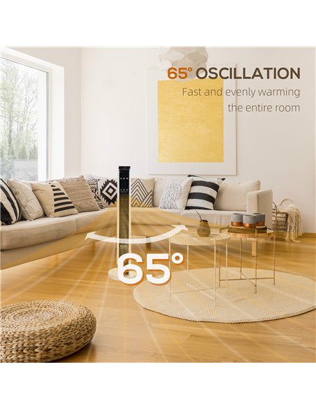 HOMCOM 1100W/2200W Space Heater with 65° Oscillation & 8-Hour Timer and Overheat & Tip Over Protection, Room Heater with 2 Heat 