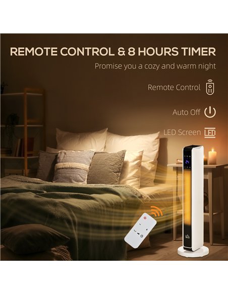 HOMCOM 1100W/2200W Space Heater with 65° Oscillation & 8-Hour Timer and Overheat & Tip Over Protection, Room Heater with 2 Heat 