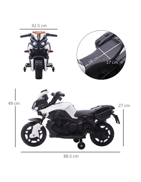HOMCOM Kids Electric Motorbike 6V Ride on Motorcycle Vehicle w/ Lights Horn Sounds for 1.5-4 Years Old White