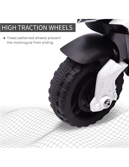 HOMCOM Kids Electric Motorbike 6V Ride on Motorcycle Vehicle w/ Lights Horn Sounds for 1.5-4 Years Old White