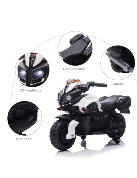 HOMCOM Kids Electric Motorbike 6V Ride on Motorcycle Vehicle w/ Lights Horn Sounds for 1.5-4 Years Old White
