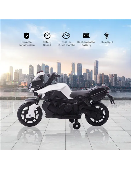 HOMCOM Kids Electric Motorbike 6V Ride on Motorcycle Vehicle w/ Lights Horn Sounds for 1.5-4 Years Old White