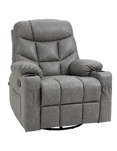 HOMCOM Thick Padded Faux Leather Recliner Armchair - Light Grey