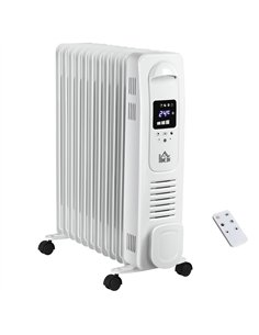 HOMCOM 2500W Digital Display Oil Filled Radiator, 11 Fin Portable Electric Heater with Timer, Adjustable Thermostat, Three Heat 