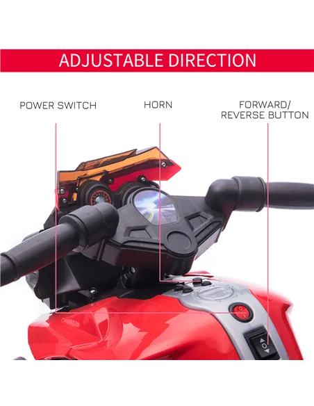HOMCOM Kids Electric Motorbike 6V Ride on Motorcycle Vehicle w/ Lights Horn Sounds for 1.5-4 Years Old Red