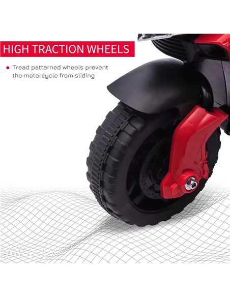 HOMCOM Kids Electric Motorbike 6V Ride on Motorcycle Vehicle w/ Lights Horn Sounds for 1.5-4 Years Old Red