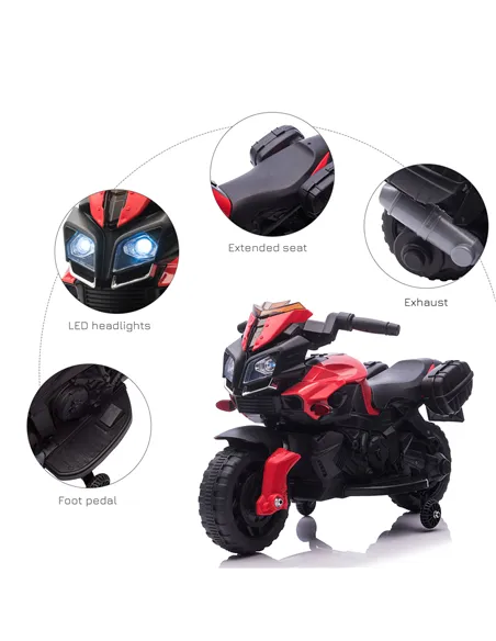 HOMCOM Kids Electric Motorbike 6V Ride on Motorcycle Vehicle w/ Lights Horn Sounds for 1.5-4 Years Old Red