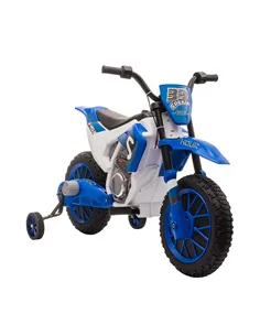 HOMCOM 12V Kids Electric Motorcycle Ride-On, with Training Wheels, for Ages 3-6 Years - Blue