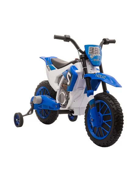 HOMCOM 12V Kids Electric Motorcycle Ride-On, with Training Wheels, for Ages 3-6 Years - Blue