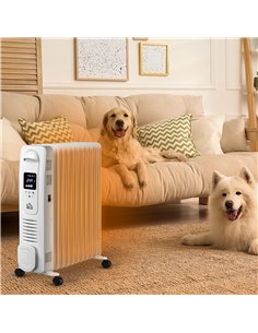 HOMCOM 2500W Digital Display Oil Filled Radiator, 11 Fin Portable Electric Heater with Timer, Adjustable Thermostat, Three Heat  2