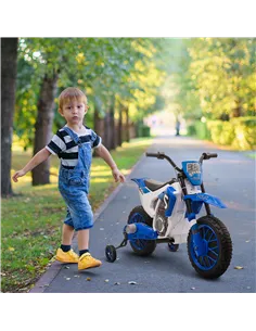 HOMCOM 12V Kids Electric Motorcycle Ride-On, with Training Wheels, for Ages 3-6 Years - Blue 2