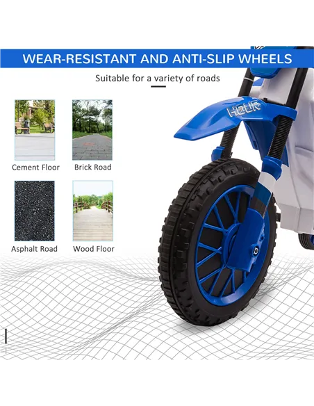 HOMCOM 12V Kids Electric Motorcycle Ride-On, with Training Wheels, for Ages 3-6 Years - Blue