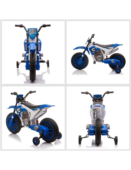 HOMCOM 12V Kids Electric Motorcycle Ride-On, with Training Wheels, for Ages 3-6 Years - Blue