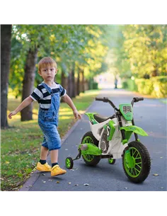 HOMCOM 12V Kids Electric Motorcycle Ride-On, with Training Wheels, for Ages 3-6 Years - Green 2