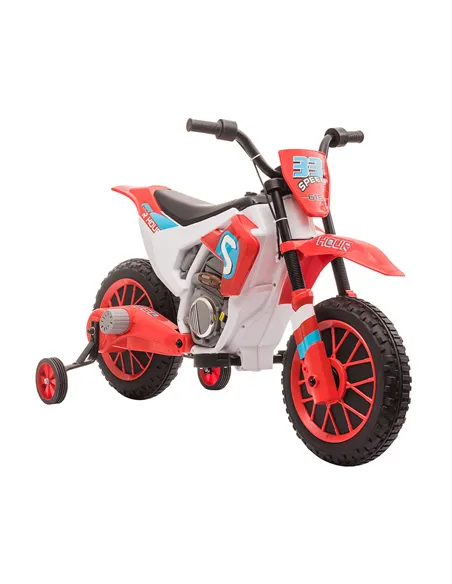 HOMCOM 12V Kids Electric Motorcycle Ride-On, with Training Wheels, for Ages 3-6 Years - Red