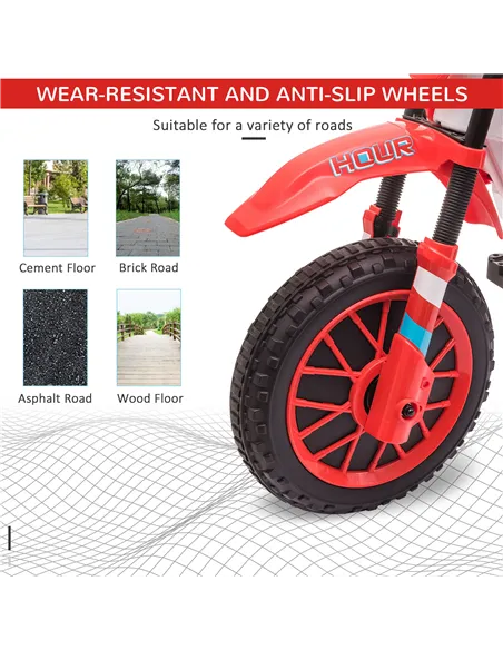 HOMCOM 12V Kids Electric Motorcycle Ride-On, with Training Wheels, for Ages 3-6 Years - Red