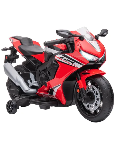 HOMCOM 6V Honda Licensed Kids Motorcycle w/ Music, Training Wheels - Red