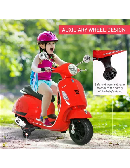 HOMCOM Kids Ride On Motorcycle, 6V, W/LED Lights-Red