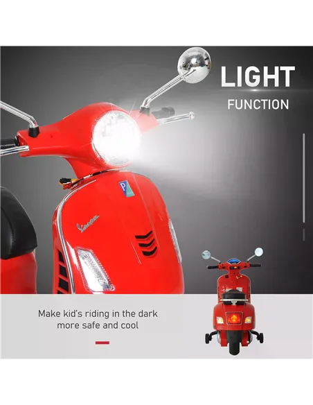 HOMCOM Kids Ride On Motorcycle, 6V, W/LED Lights-Red