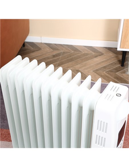 HOMCOM 2500W Digital Display Oil Filled Radiator, 11 Fin Portable Electric Heater with Timer, Adjustable Thermostat, Three Heat 