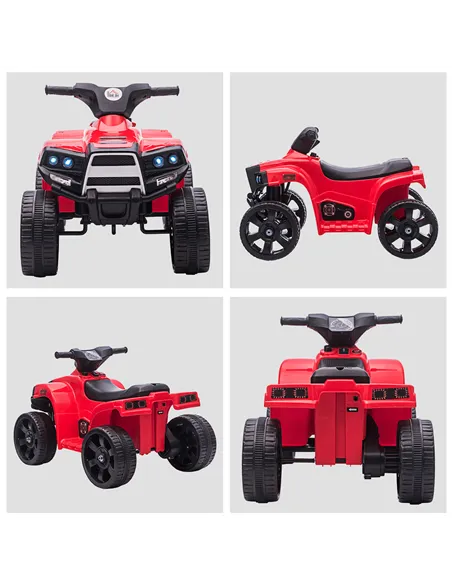 HOMCOM 6V Kids Electric Ride on Car, ATV Toy, Quad Bike with Headlights, Horn, for Toddlers 18-36 Months Red