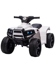 HOMCOM 6V Kids Electric Ride on Car, ATV Toy, Quad Bike with Headlights, Horn, for Toddlers 18-36 Months White