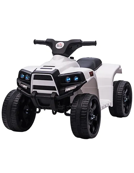 HOMCOM 6V Kids Electric Ride on Car, ATV Toy, Quad Bike with Headlights, Horn, for Toddlers 18-36 Months White