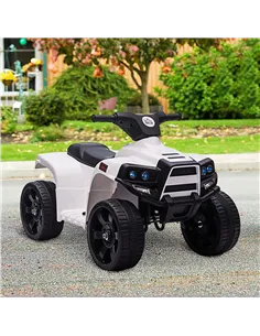 HOMCOM 6V Kids Electric Ride on Car, ATV Toy, Quad Bike with Headlights, Horn, for Toddlers 18-36 Months White 2