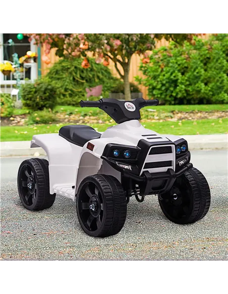 HOMCOM 6V Kids Electric Ride on Car, ATV Toy, Quad Bike with Headlights, Horn, for Toddlers 18-36 Months White